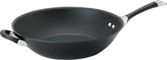 Circulon Symmetry Hard Anodized Nonstick Stir Fry / Wok Pan with Helper Handle - 14 Inch, Black