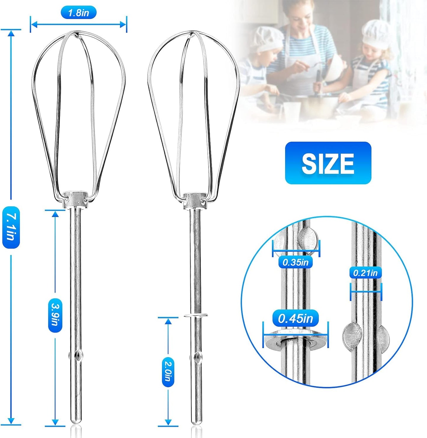 Hand Mixer Turbo Beater for Kitchen Aid W10490648 Replaces KHM2B, KHM5, AP5644233, PS4082859, W10240913 (2 PACK) by AMI PARTS