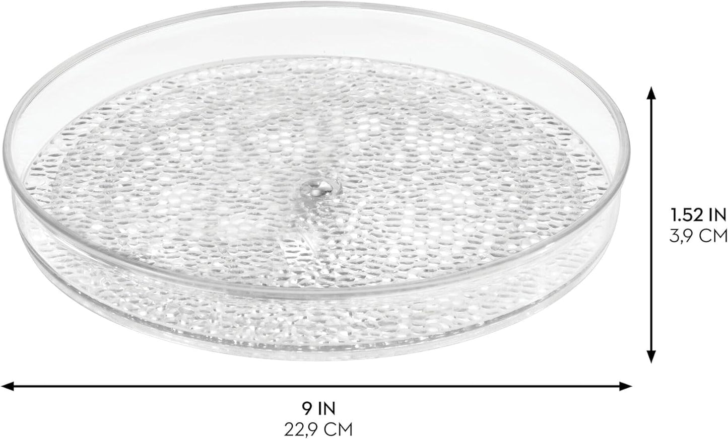 iDesign The Rain Collection Lazy Susan Turntable Organizer, 9" x 9" x 1.5", Clear