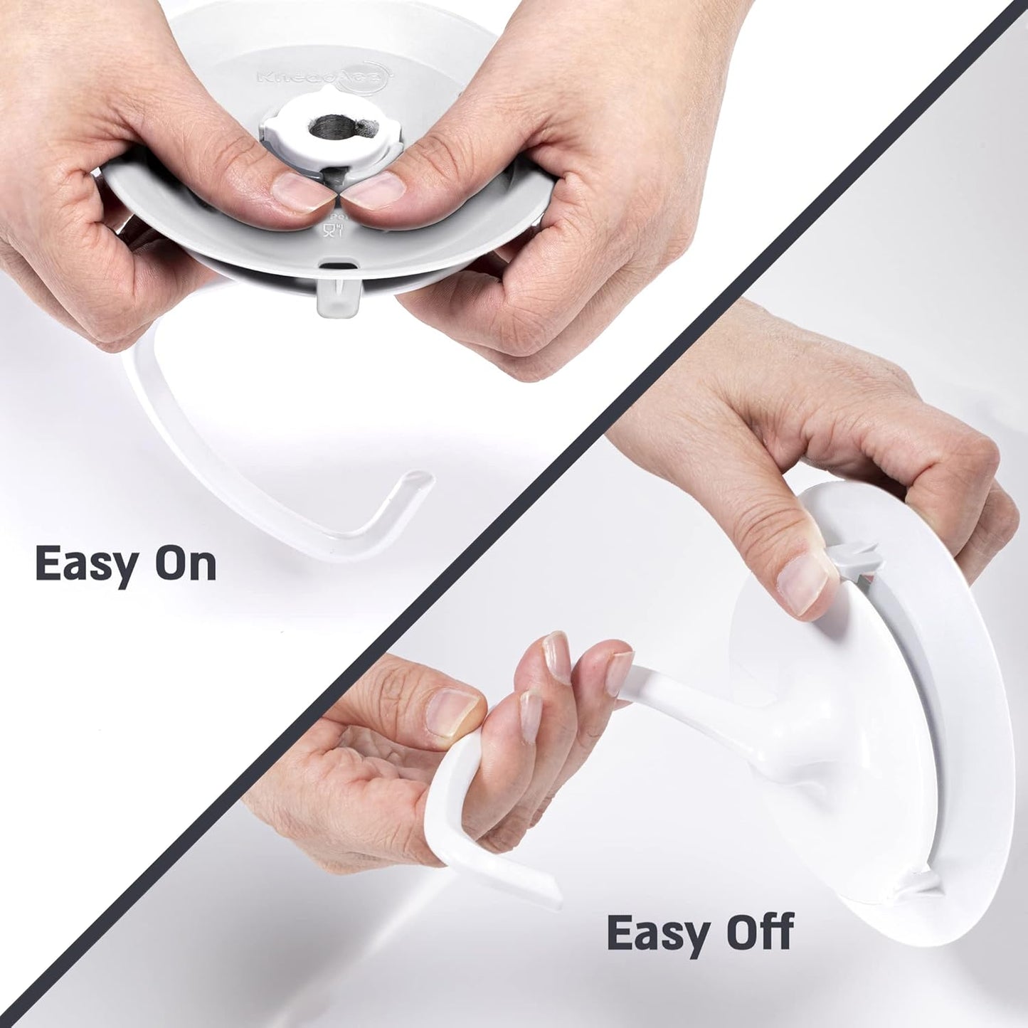 KneadAce Dough Hook Shield For Kitchen Aid - Prevents Your Dough from Climbing Up and Clogging Up Your Mixer – Mess Free Mixer Accessory Compatible With Most KitchenAid C Shape Dough Hooks (White)