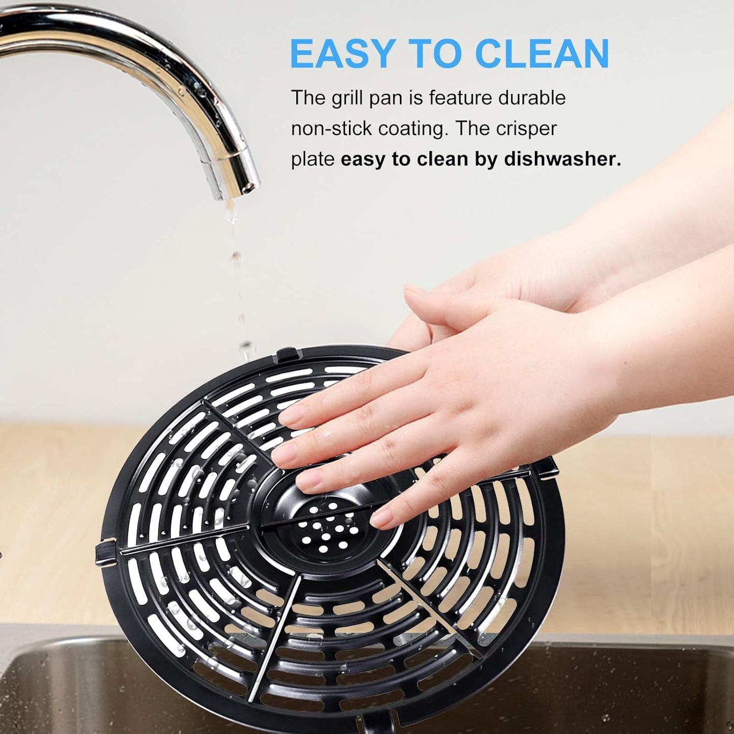 Grill Pan for Power XL 5QT Air fryer, 8.7'' 5QT Round Non-Stick Air Fryer Replacement Tray Rack Parts Accessories Crisper Plate Grill Plate, Dishwasher Safe