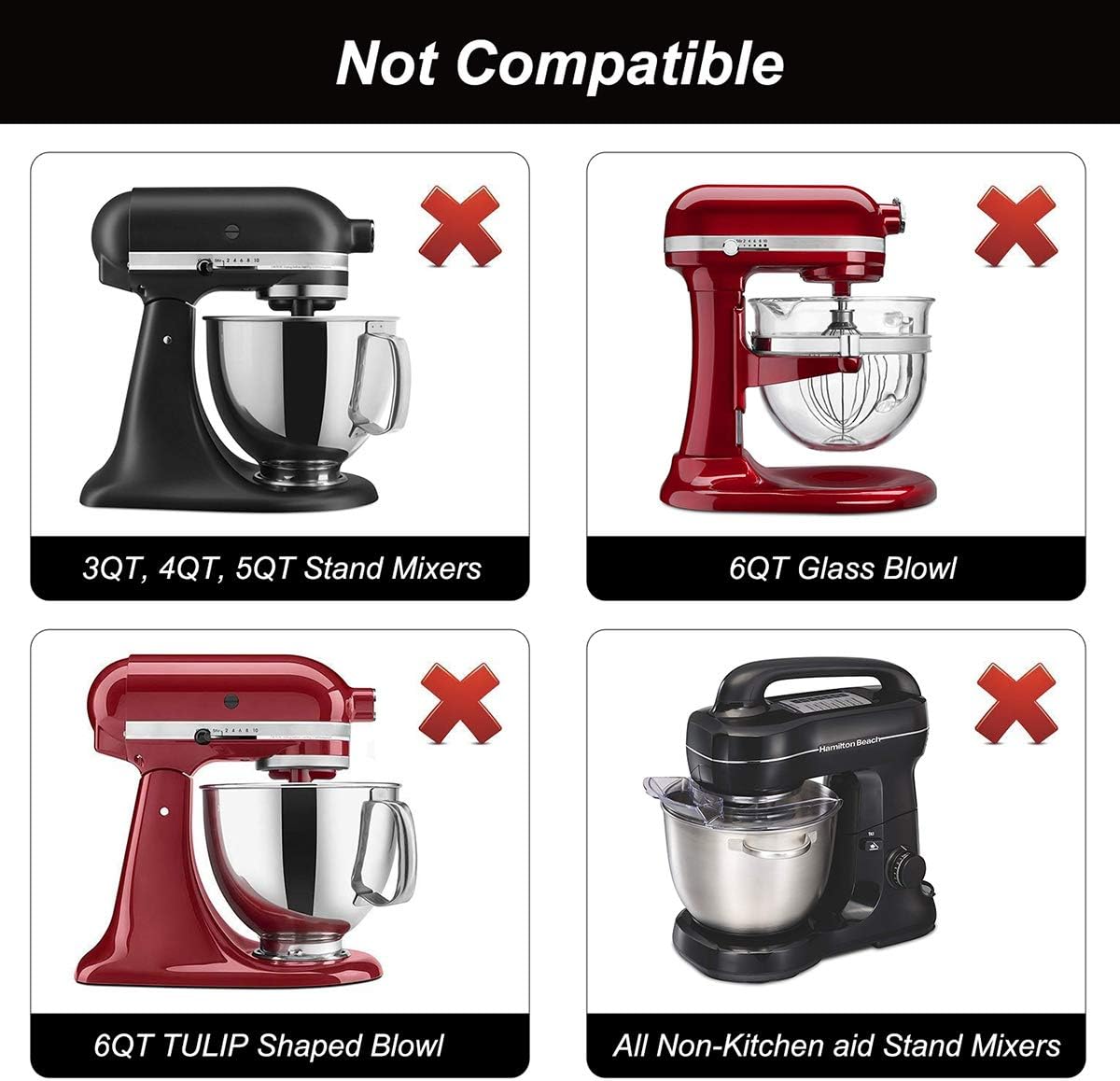 Flex Edge Beater for Kitchen Aid Mixer 6 Quart Bowl-Lift Stand Mixer Bowls, 6 QT Flat Edge Beater with Flexible Silicone Edges Bowl Scraper