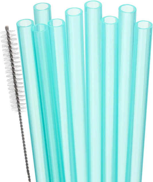 Dakoufish Replacement Straw for Stanley|Owala|Simple Modern 40oz 30oz Tumbler,10 Pack 12 Inch Light Blue Reusable Straws With Cleaning Brush for Stanley Cup Accessorie,BPA Free,Dishwasher Safe
