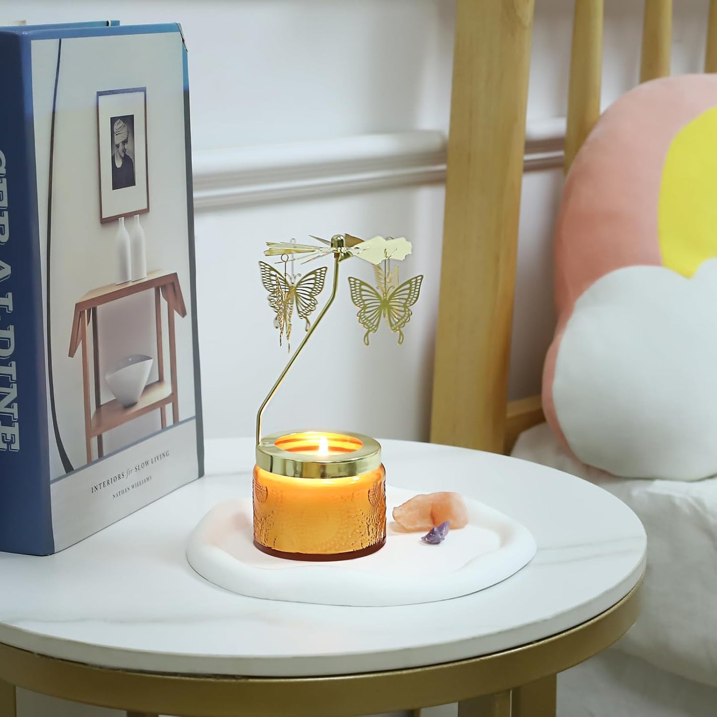 Rotatable Candle, Birthday Gifts for Women, Vanilla Cream Scented Candles Anniversary Christmas Thanksgiving, Butterfly Best Girl, Friends,Mom