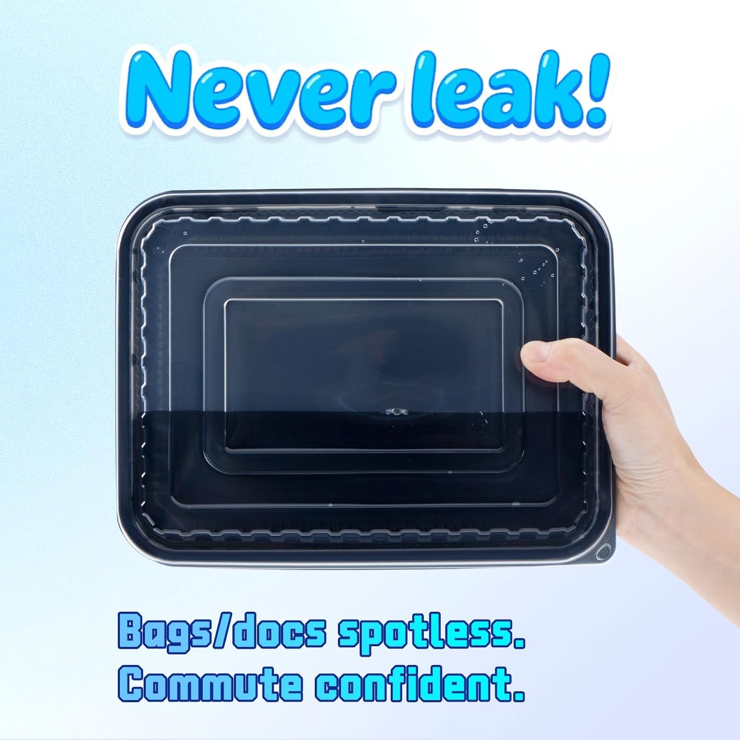 YANGRUI Plastic Containers with Lid 40 Pack 48 oz - Reusable Shrink Wrap Leak Proof Takeout | Flexible Pure PP BPA Free Food Container | Dishwasher & Microwave Safe Restaurant Meal Prep Food Container