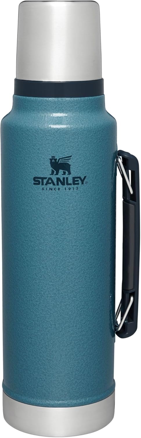 Stanley Classic Legendary Vacuum Bottle 1.5 qt, Wide Mouth with Leakproof Cup Lid, Keep Drinks Hot or Cold, Packable for Travel, Insulated Stainless Steel Thermal Bottle, BPA-Free, Hammertone Lake