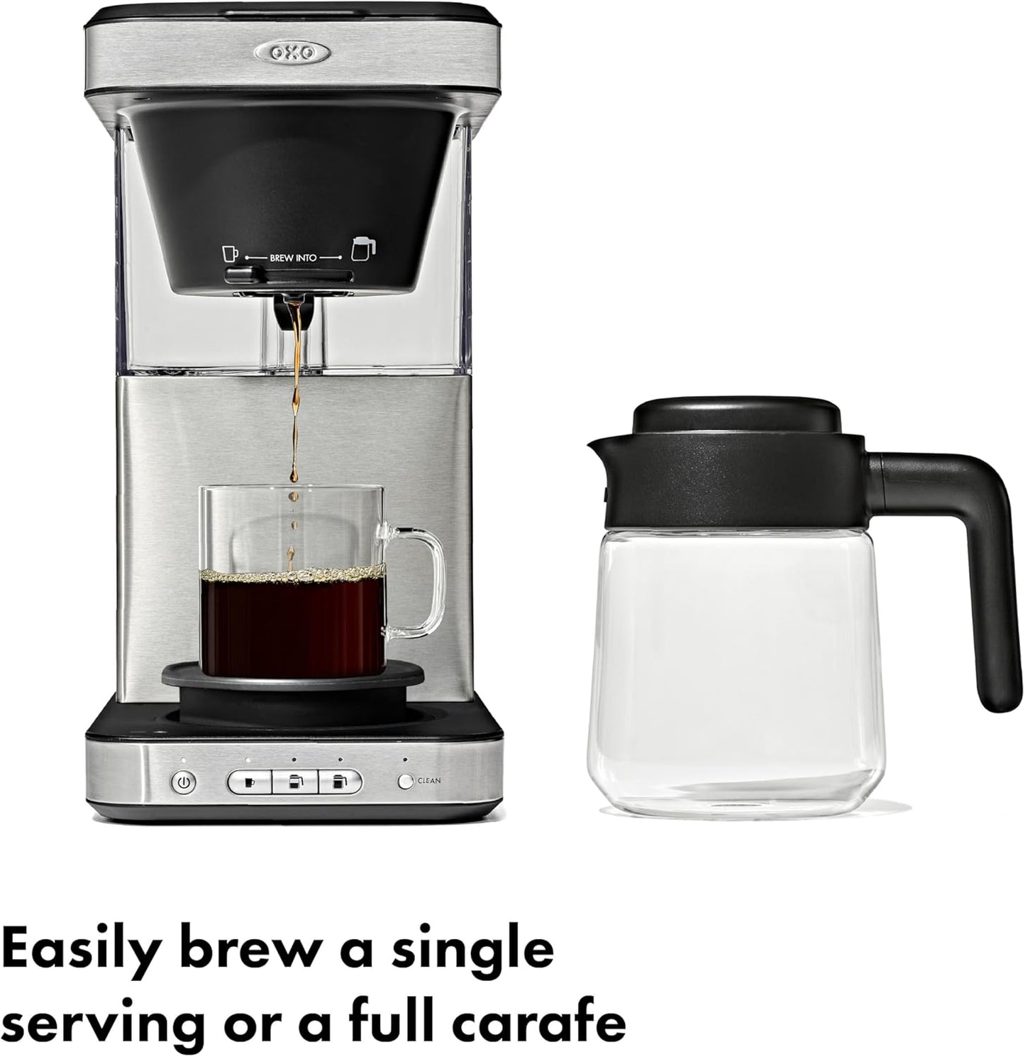 OXO Brew 8-Cup Coffee Maker with Podless Single-Serve Function and Glass Carafe - SCA Certified