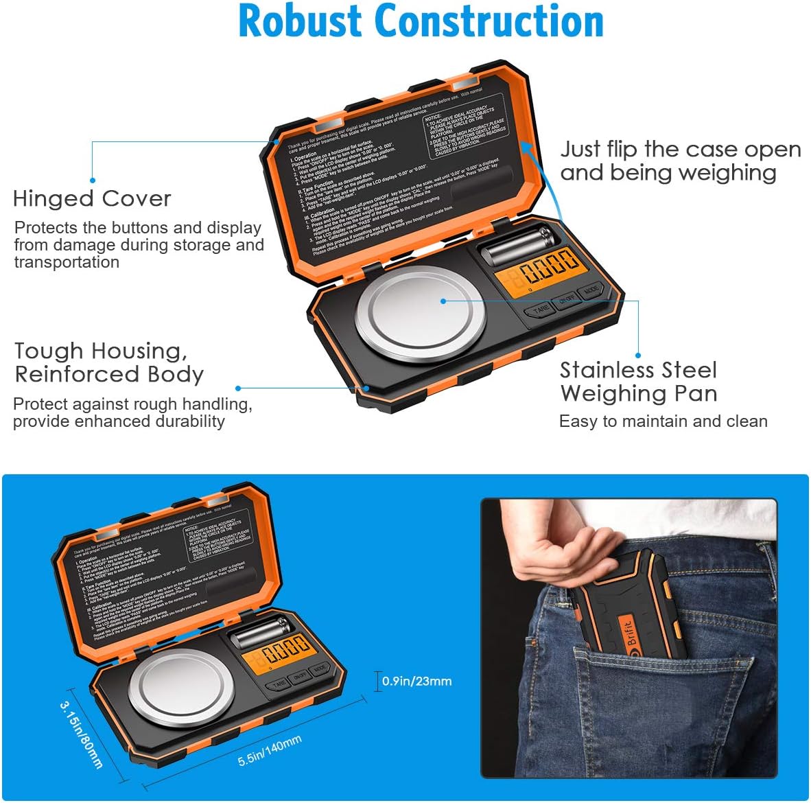 (New Version) AMIR Professional Digital Scale, 20g Pocket Scale with 0.001g Accuracy, Electronic Smart Scale with 20g Calibration Weight (Battery/Tweezers Included)