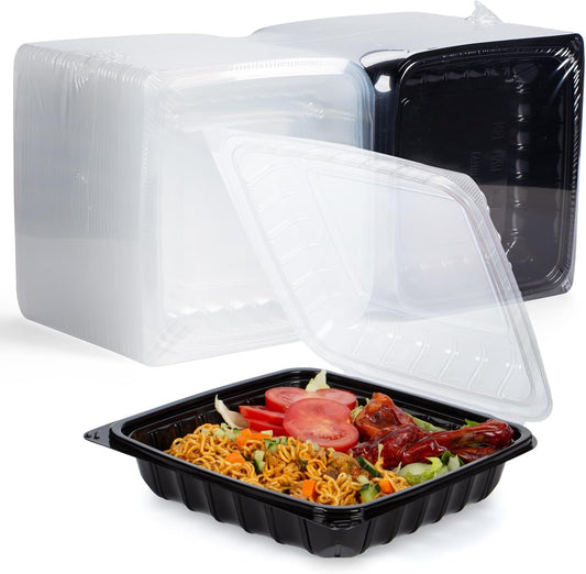 YANGRUI Plastic Containers 9.5" 38 oz 45 Pack - High Clarity Anti Fog Shrink Wrap Commercial PP BPA Free Meal Prep Box | Freezer & Microwave Safe | Reusable & Disposable Restaurant Takeout Container