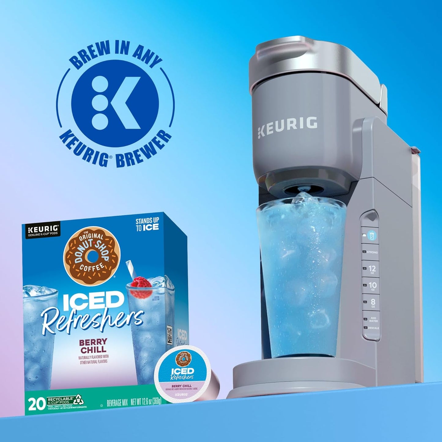 The Original Donut Shop Iced Refreshers, Berry Chill, Brew Over Ice Single Serve Keurig K-Cup Pods, 20-Count Box