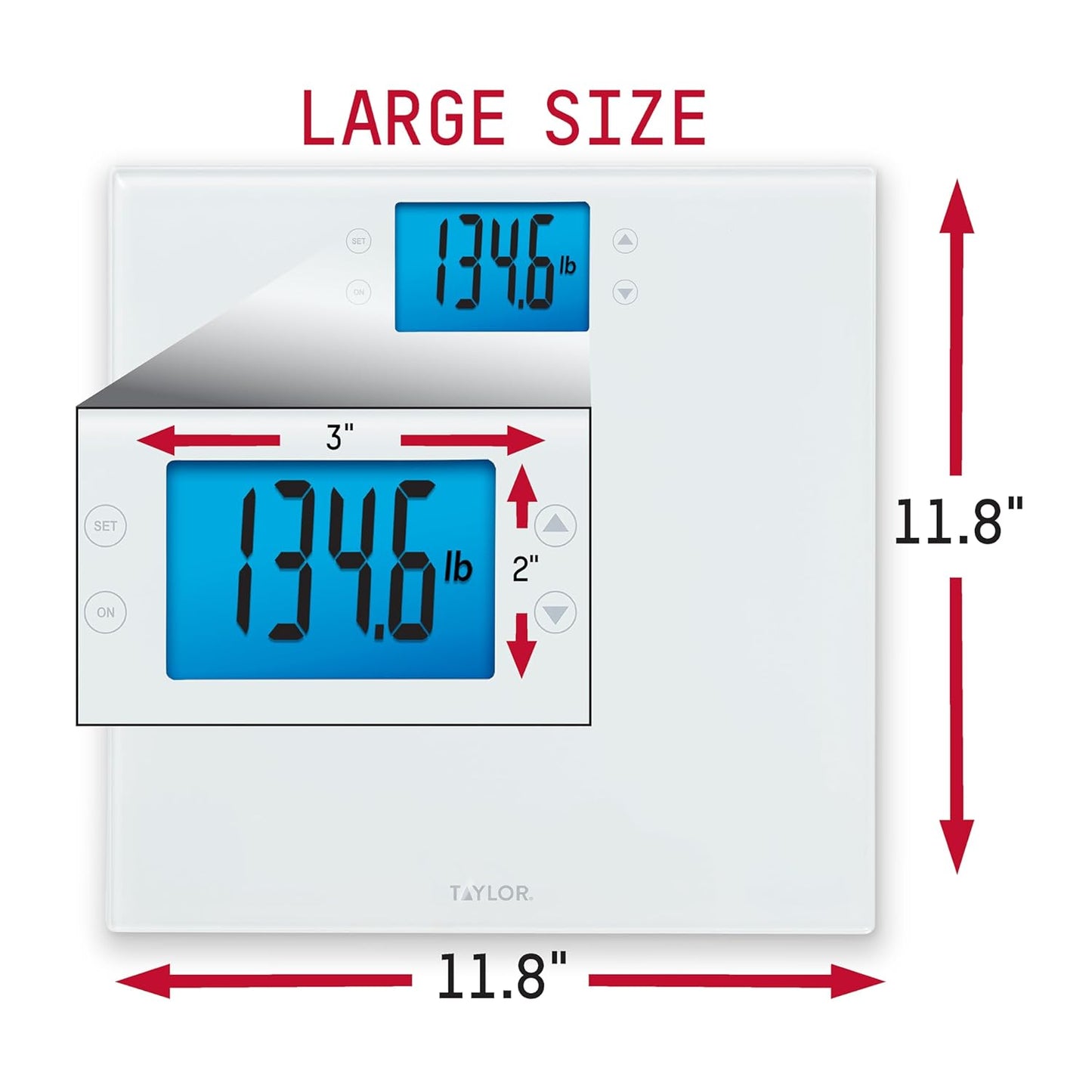 Taylor Digital Body Composition Scale w/Cal-Max, Bathroom Scale for Body Weight, Measures Body Fat, Body Water, & Muscle Mass Percentages, 4 User Recognition, FSA HSA Eligible, 400 lb Capacity, White