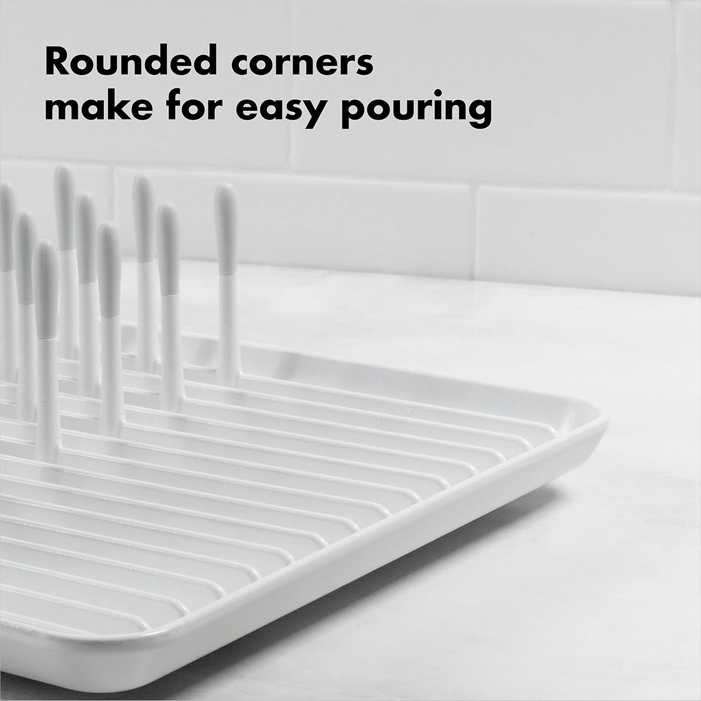 OXO Good Grips Compact Dish Rack Biscuit | For Dishware | 13-3/4 x 10-3/8 x 3-1/2 Inch | Non-Skid Feet | Pack of 4