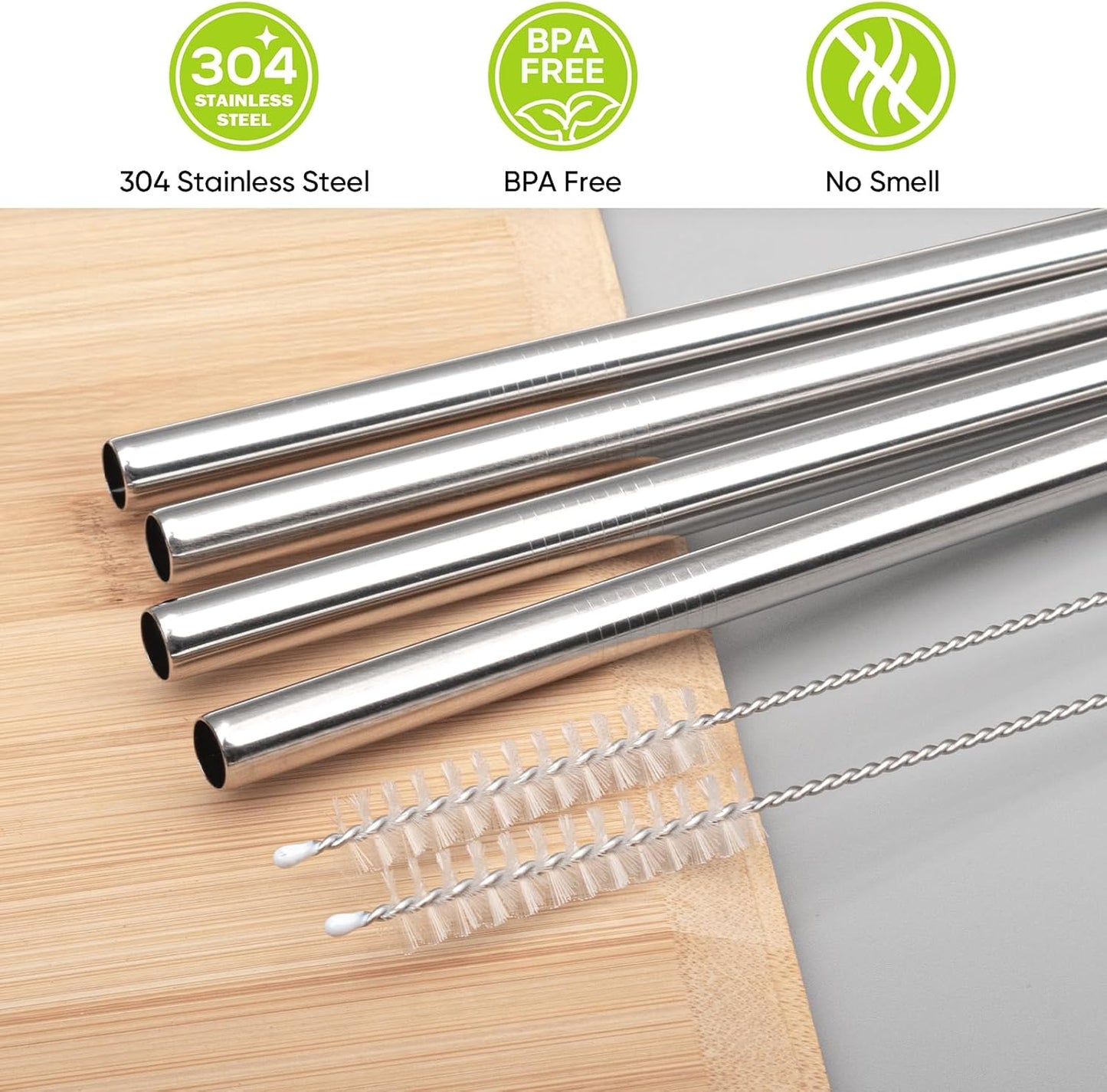 Metal Replacement Straws for Owala Water Bottle 24 oz 32 oz, Reusable Stainless Steel Straws 6 PCS With 2 Cleaning Brush Compatible With Owala Water Bottle