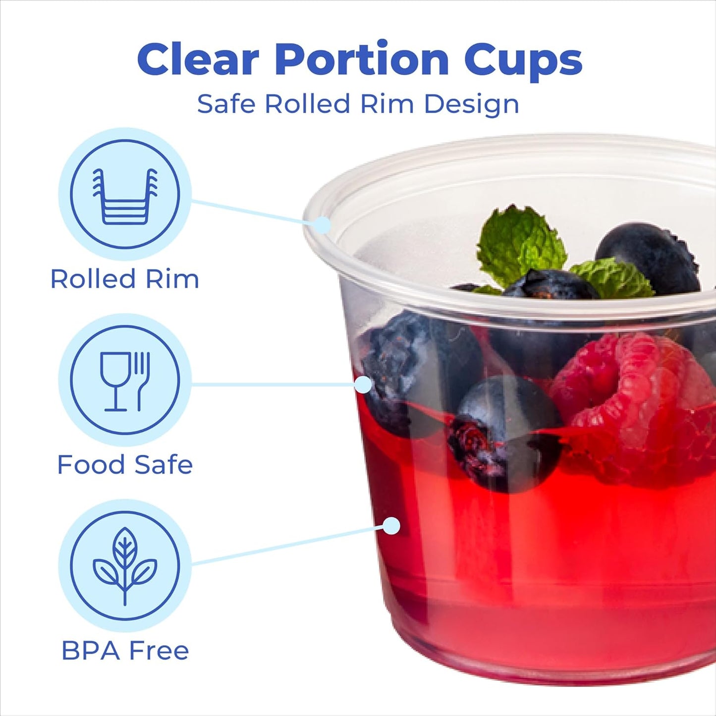 Fit Meal Prep 2500 Pack 2 oz BPA Free Condiment Cups No Lids, Disposable Jello Shots Containers, Small Dipping Sauce Cups, Plastic Ramekins in Bulk, Stackable Souffle Cups for Sample, Portioning