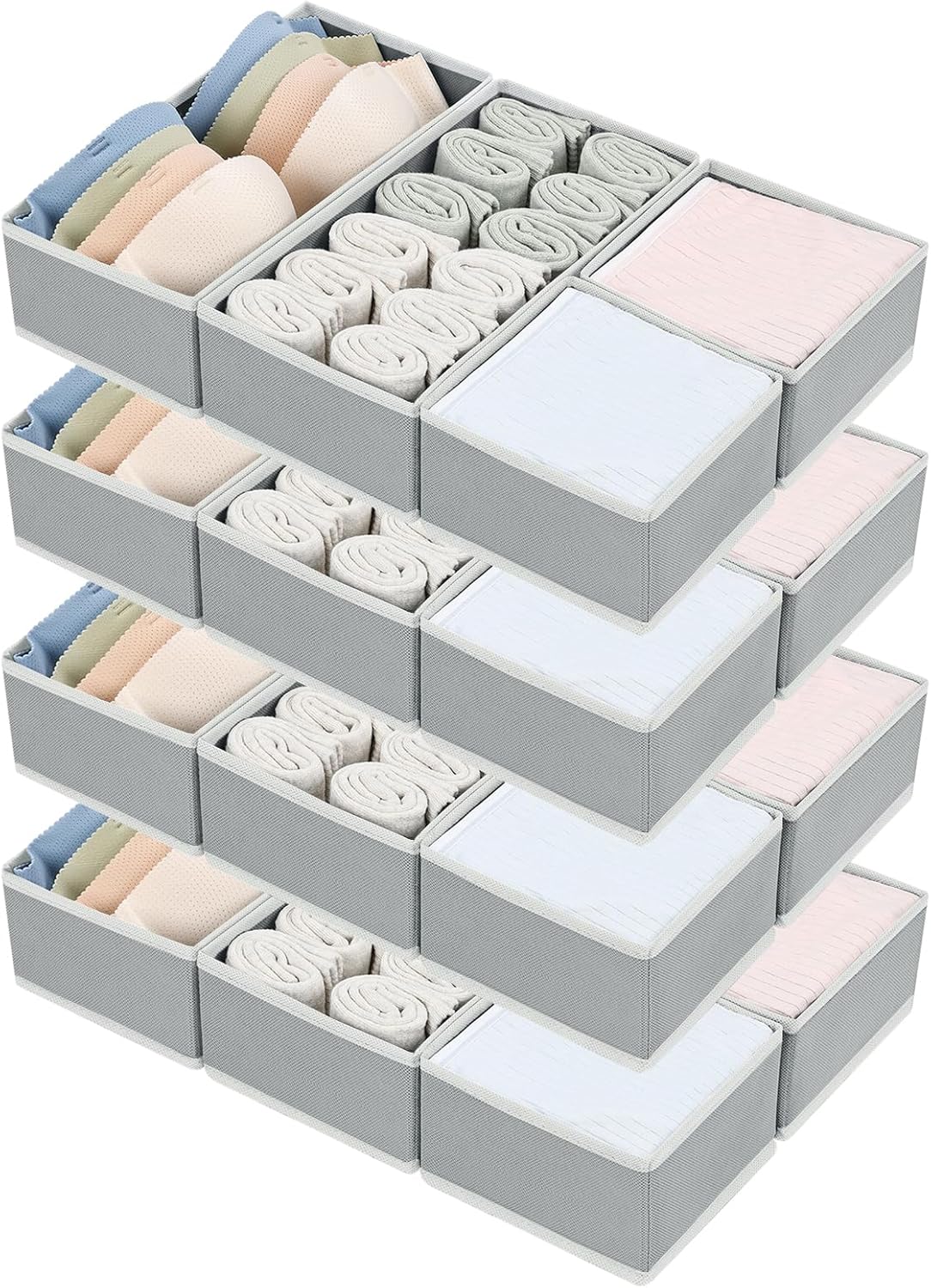 DIMJ drawer organizers for clothing, 16 Pack, Gray