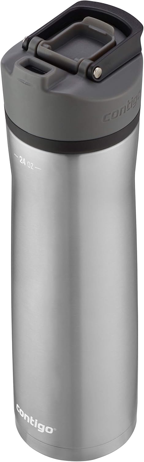 Contigo Water Bottle Vacuum-Insulated Stainless Steel 24oz | AUTOSEAL Technology | Cold 24 Hours | Button Lock | Pack of 4