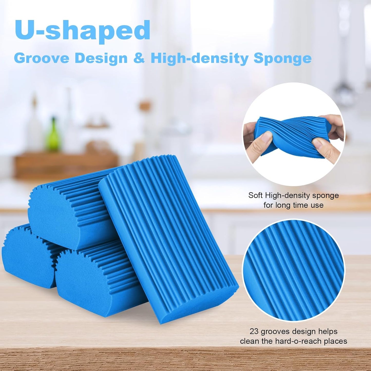 4 Pack Damp Clean Duster Sponge, Magic Sponge Eraser for Household Cleaning, Reusable Dusters Cleaning Supplies for Housekeeping, Dish, Blinds, Glass, Baseboards,Window Track Grooves and Faucets