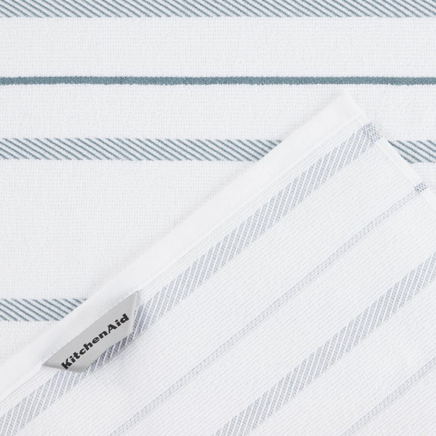 KitchenAid Albany Kitchen Towel 4-Pack Set, Fog Blue/White, 16"x26"