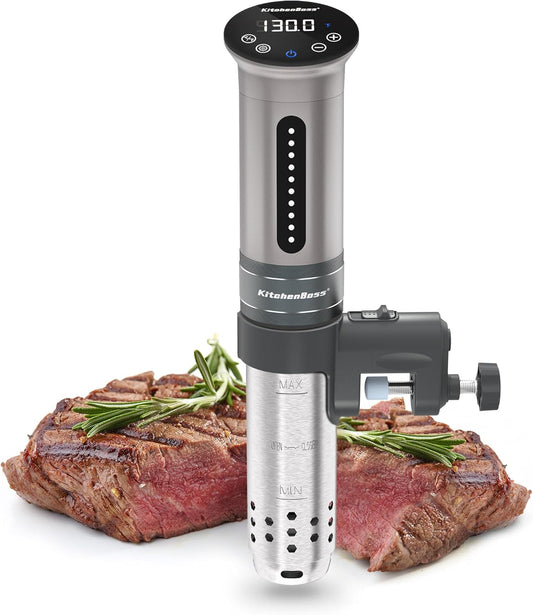 KitchenBoss Sous Vide Cooker Machine | 1100 Watts IPX7 Waterproof Sous-Vide G310/Silver | Water Cooker, Suvee vide machine | Accurate Temperature Control Digital Display | Thermal Immersion Circulator