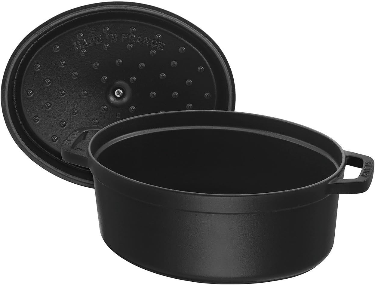staub La Cocotte Oval 40500-271 Pico Cocotte Oval Black 10.6 inches (27 cm) Large Two-Handed Cast Iron Pot Induction Compatible