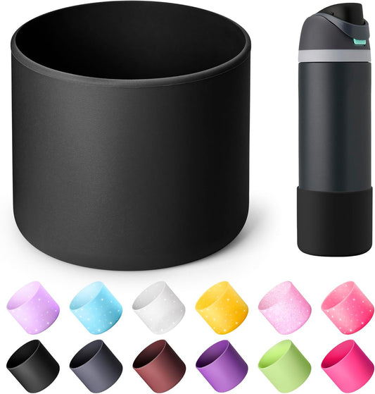 Silicone Boot for Owala 24 oz Water Bottle, Anti-Slip Protective Sleeve for Owala Twist & FreeSip & Flip Stainless Steel Water Bottle, Boot Bottom Base for Owala (Black)