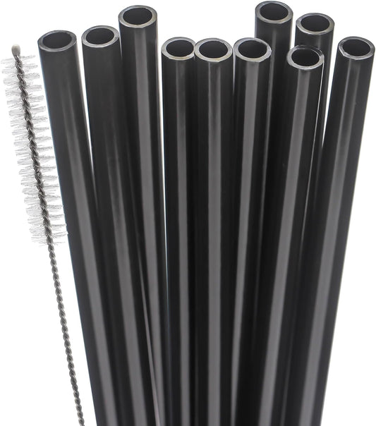 Dakoufish Replacement Straw for Stanley|Owala|Simple Modern 40oz 30oz Tumbler,10 Pack 12 inch Black Reusable Straws With Cleaning Brush for Stanley Cup Accessorie,BPA Free,Dishwasher Safe