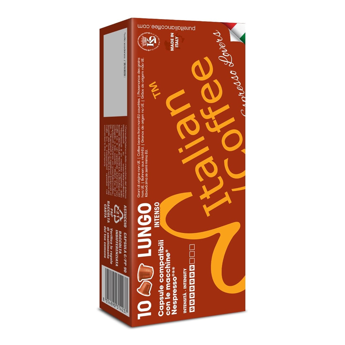 Italian Coffee for Espresso Lovers capsules compatible with Nespresso Original Line machines (Lungo Regular, 200 Count (Pack of 1))