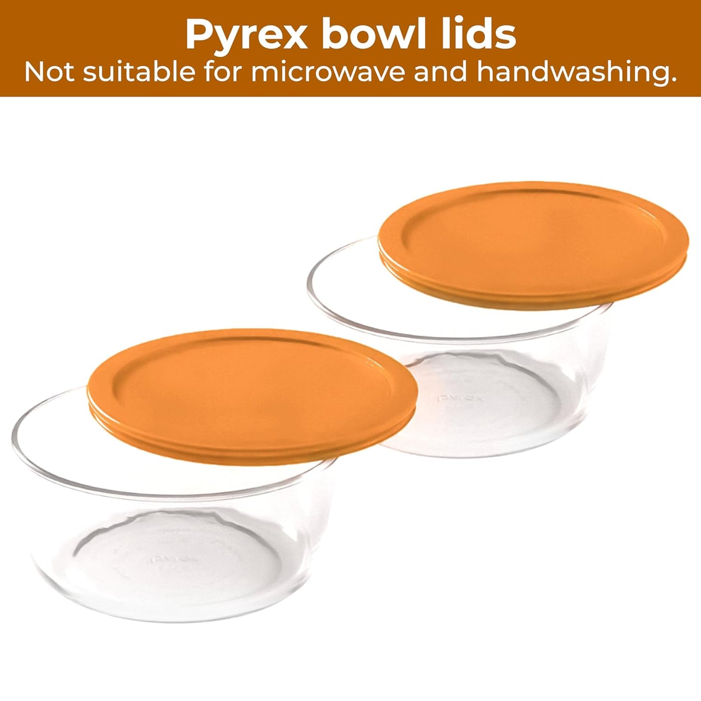 Lids for Pyrex and Anchor Round Glass Containers (4-Cups, Orange-4PK)