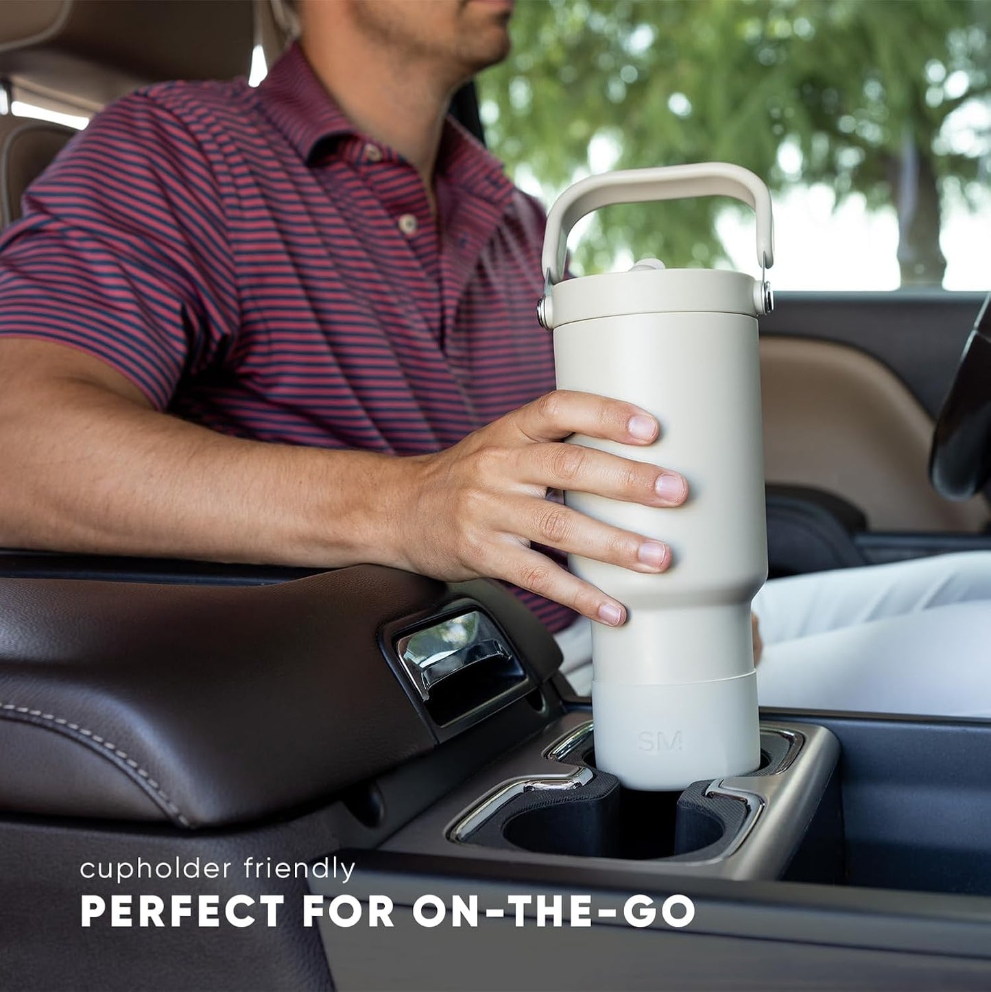 Simple Modern Trek Pivot | 30oz Flip Straw Tumbler with Handle | Water Bottle & Boot | Interchangeable Straw & Chug Lids | Insulated Stainless Steel Jug | Gym Sports Outdoors | Almond Birch