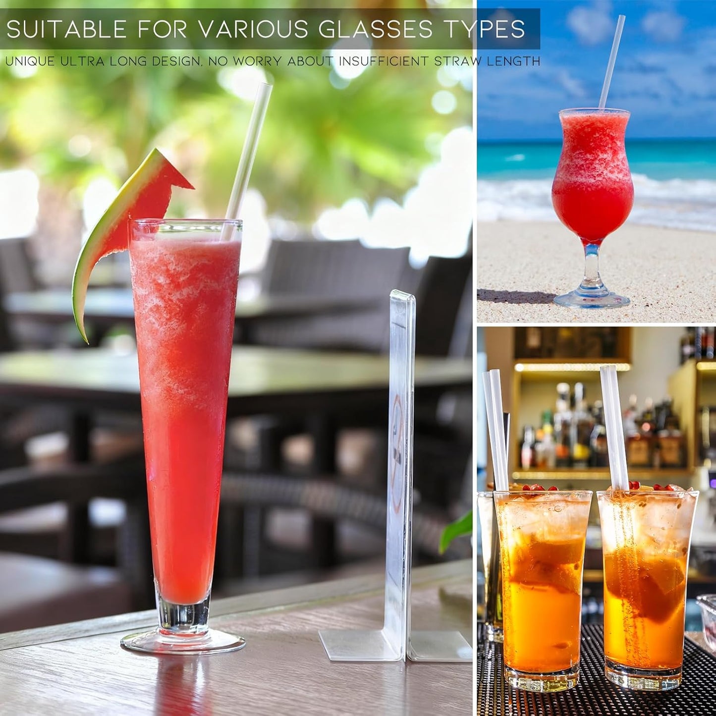 ALINK 100 Pcs Long Plastic Disposable Straws for 40 OZ Tumbler, 12 inch Clear Straws for Stanley Owala Yeti 30 oz 40 oz Cups, Half Gallon Jugs, Individually Wrapped