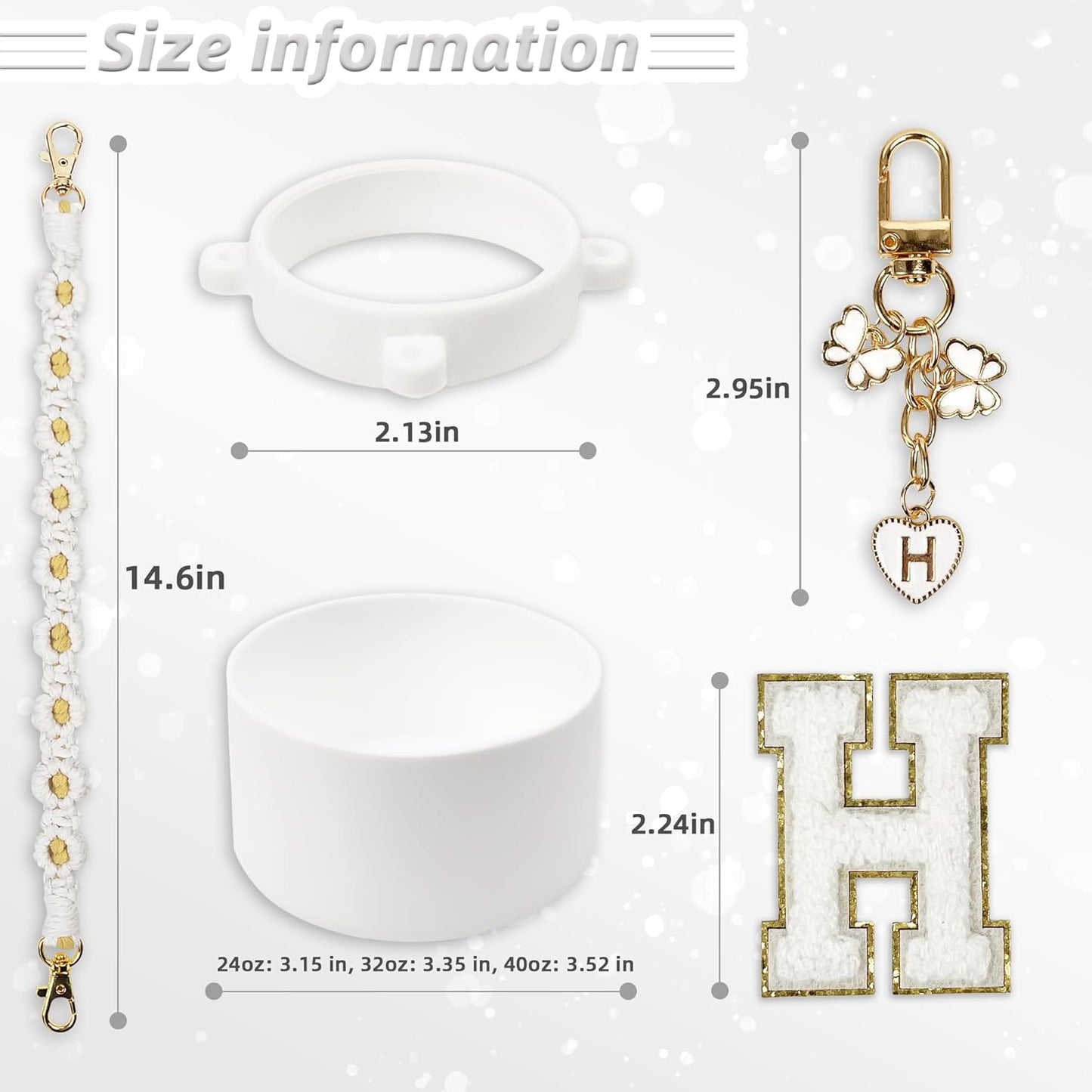 SITKOL Silicone Boot Cute Monogram Set Compatible with Owala Water Bottle 24 oz, 32 oz, 40 oz - Perfect Letter Owala Accessories for Owala Tumbler, Owala Free Sip, Pink Owala, Black Owala