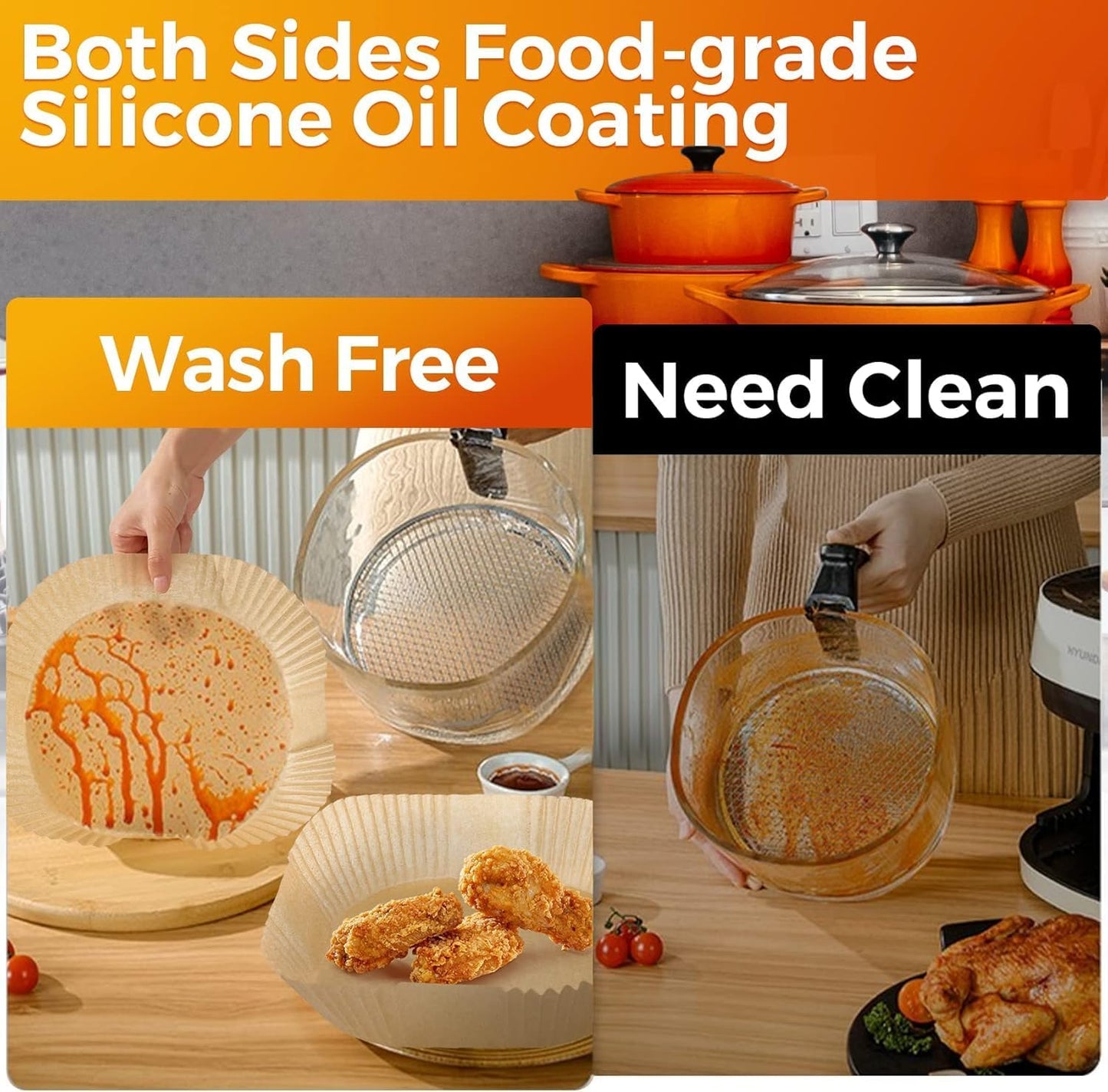 Air Fryer Paper Liners Disposable: 100PCS 6.5IN Square Non-Stick Air Fryer Parchment Paper, Food Grade Baking Sheets for Baking Roasting Microwave