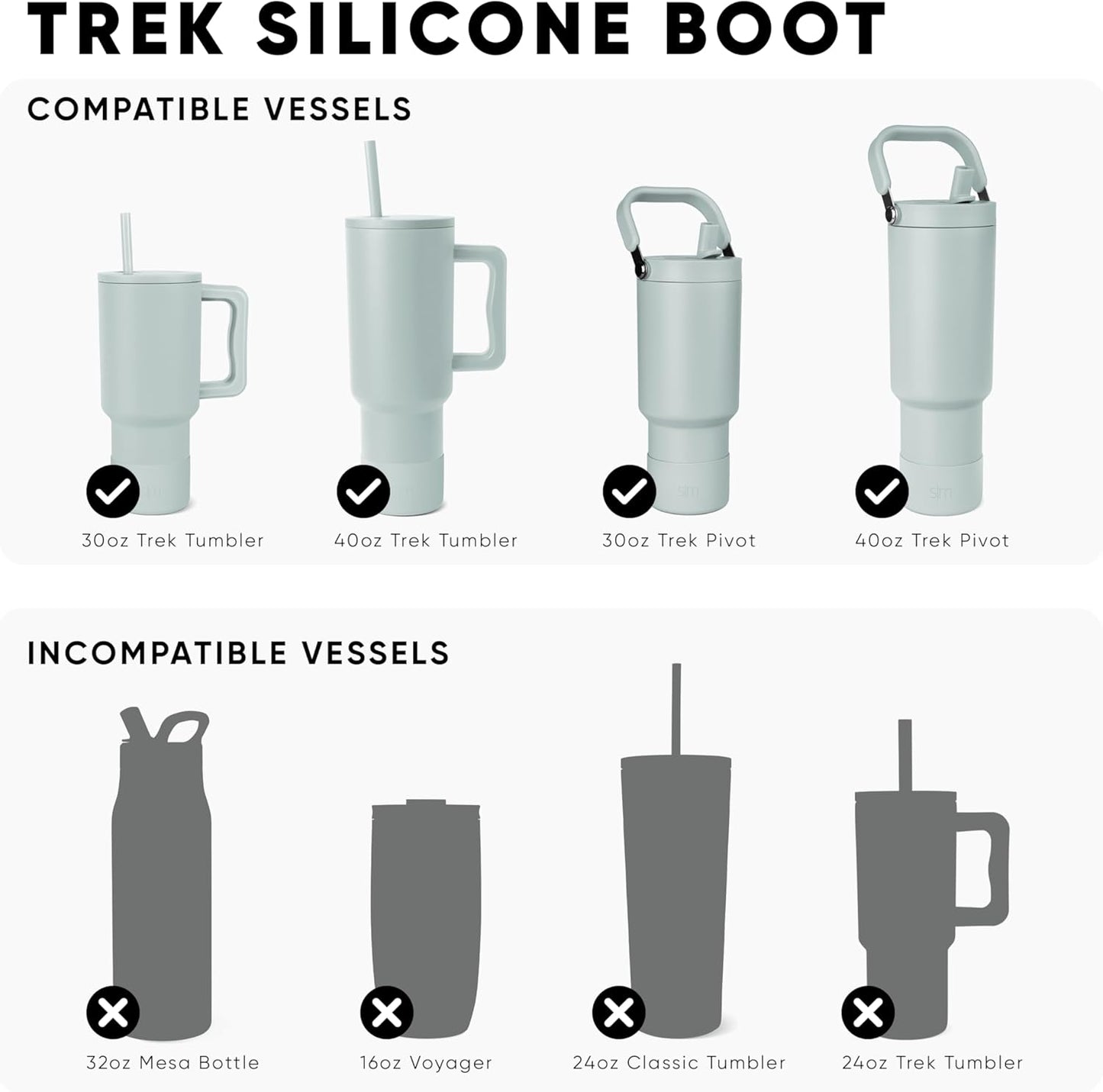 Simple Modern Boot for 40 oz Tumbler with Handle | Anti-Slip Bottom Bumper Silicone Sleeve | Fits 40oz Travel Tumbler | Trek Collection | Midnight Black