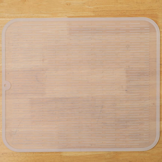 Silicone Dish Drying Mat for Multiple Usage,Easy clean,Eco-friendly,Heat-resistant Silicone Mat for Kitchen Counter or Sink,Refrigerator or Drawer Liner Translucent XL 18 inches x 16 inches