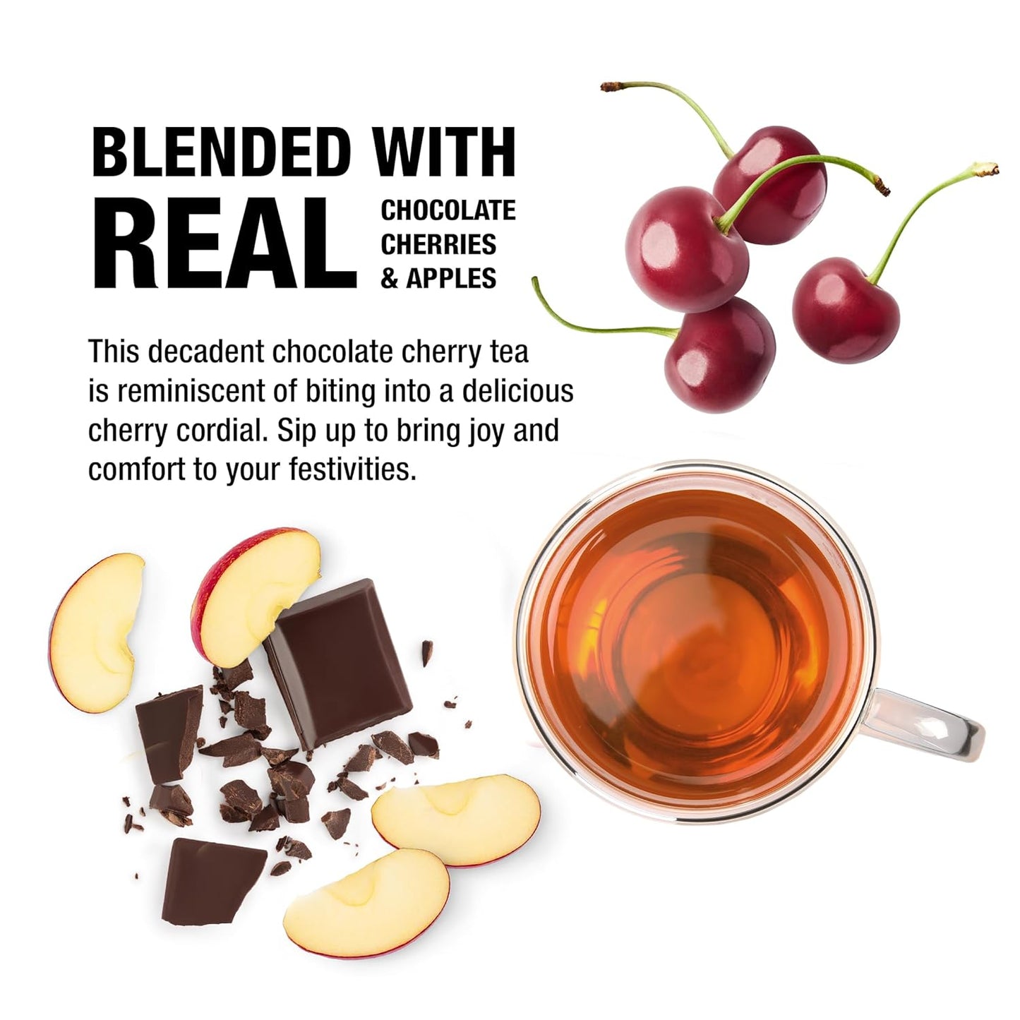 Tiesta Tea Merry Cocoa Cherry Premium Loose Leaf Tea, Chocolate Cherry Herbal Blend, Caffeine Free, Hot or Iced, Brew Up to 25 Cups, Holiday Edition, Gift, Resealable Bulk Pouch, 2 Ounce