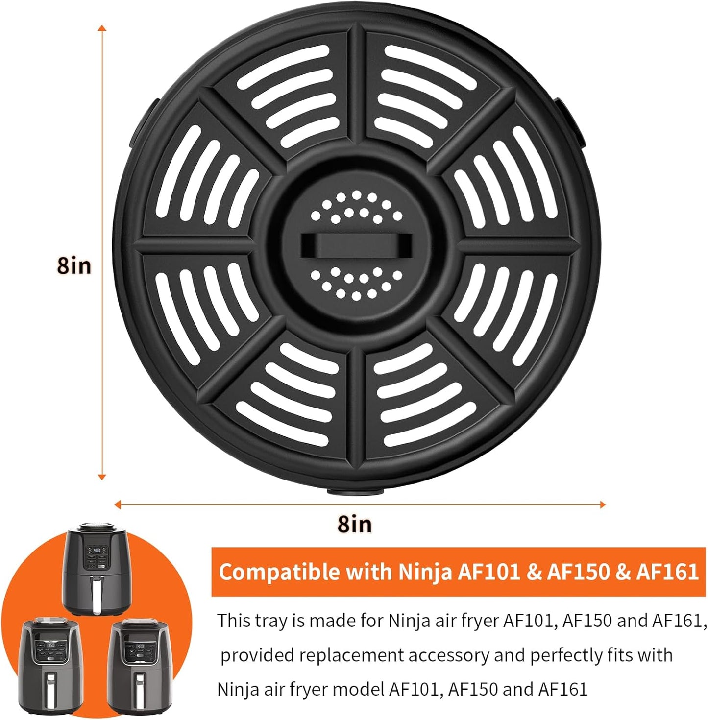 Air Fryer Replacement Basket and Tray for Ninja AF101, Air Fryer Accessories for Ninja AF101, Non-Stick 4 Qt Basket with Cover and Grill Pan, Dishwasher-Safe Replacement Parts