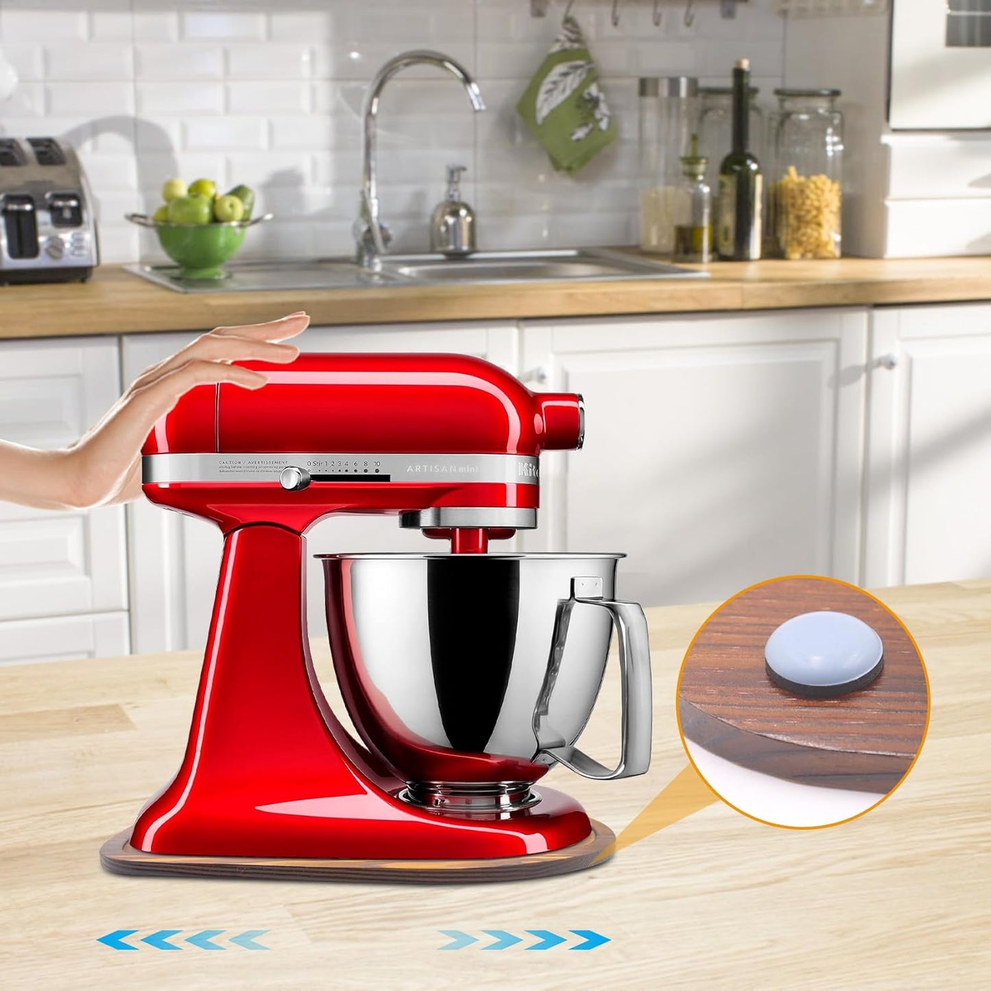 Mixer Slider Compatible with Kitchen aid 4 .5-5 Qt Stand Mixer Pine Wood - Kitchen Countertop Storage Mover Sliding Caddy for Kitchen Aid 4 .5-5 Qt Mixer (4 .5-5 Qt - Brown)