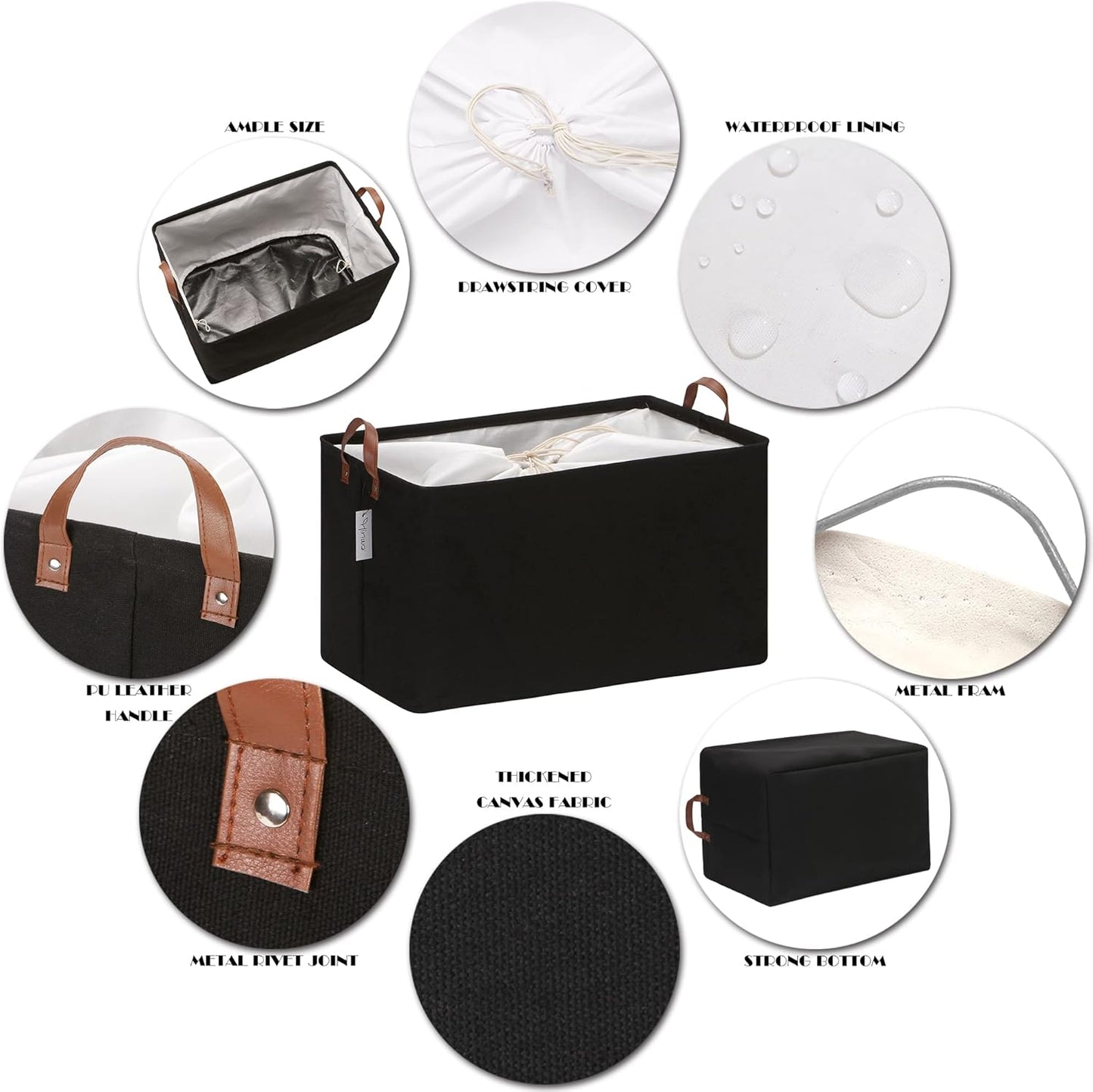 Hinwo 70L Extra Large Storage Bins, Closet Organizers and Storage, Foldable Clothes Storage Baskets with Handles, Containers for Clothing, Blanket, Comforters, Toys, Bedding (Black)