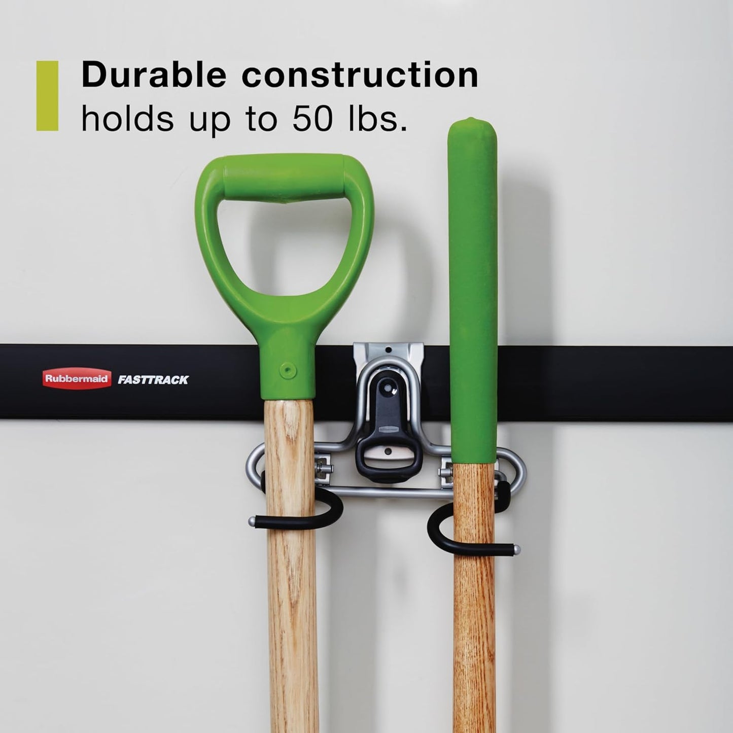 Rubbermaid FastTrack 2-Handle Hook (S Hook) Mounted Garage Storage and Space Saving Organization System Metallic Powder-Coated Steeel for Rakes/Brooms/Toys/Ladders