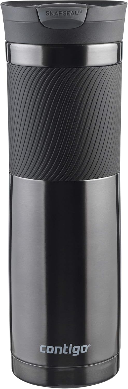 Contigo Byron Snapseal Travel Mug, Stainless Steel Thermal mug, vacuum flask, leakproof tumbler, coffee mug with BPA free Easy-Clean Lid, 720 ml, Gunmetal