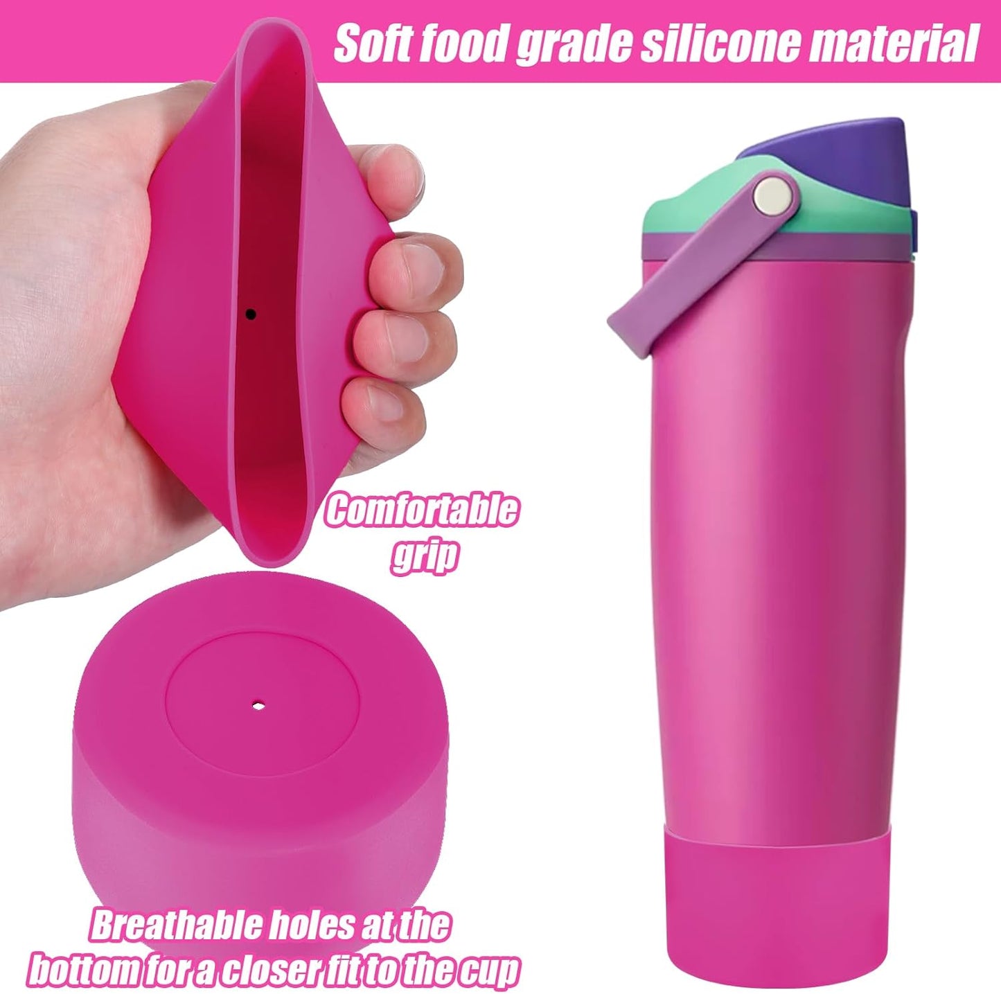 Mity rain 2PCS Protective Silicone Boots for Owala 30oz & 40oz FreeSip Sway Bottles & Tumblers - Accessories for owala, Enhances Stability & Prevents Scratches (Rose Red)