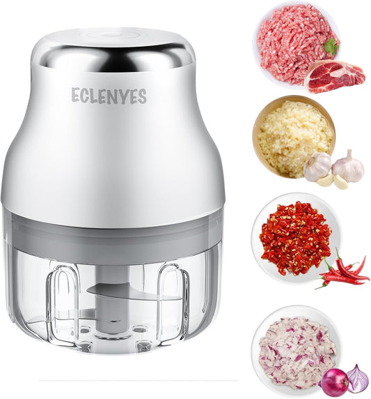 Vegetable Chopper, 100ML Electric Garlic Chopper, USB Rechargeable Mini Blender, Powerful Small Food Processor, Blender to Vegetable, Wireless Food Cutter for Ginger, Chili, Fruit, Meat, etc