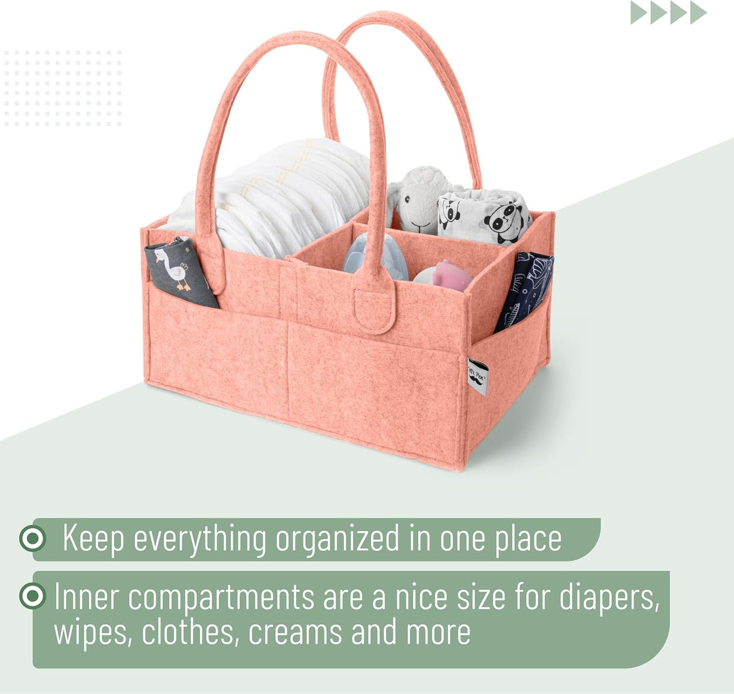 Mr. Pen- Baby Diaper Caddy Organizer, 1 Pack, Coral, Baby Caddy Organizer with Handle, Compact Size, Collapsible & Portable