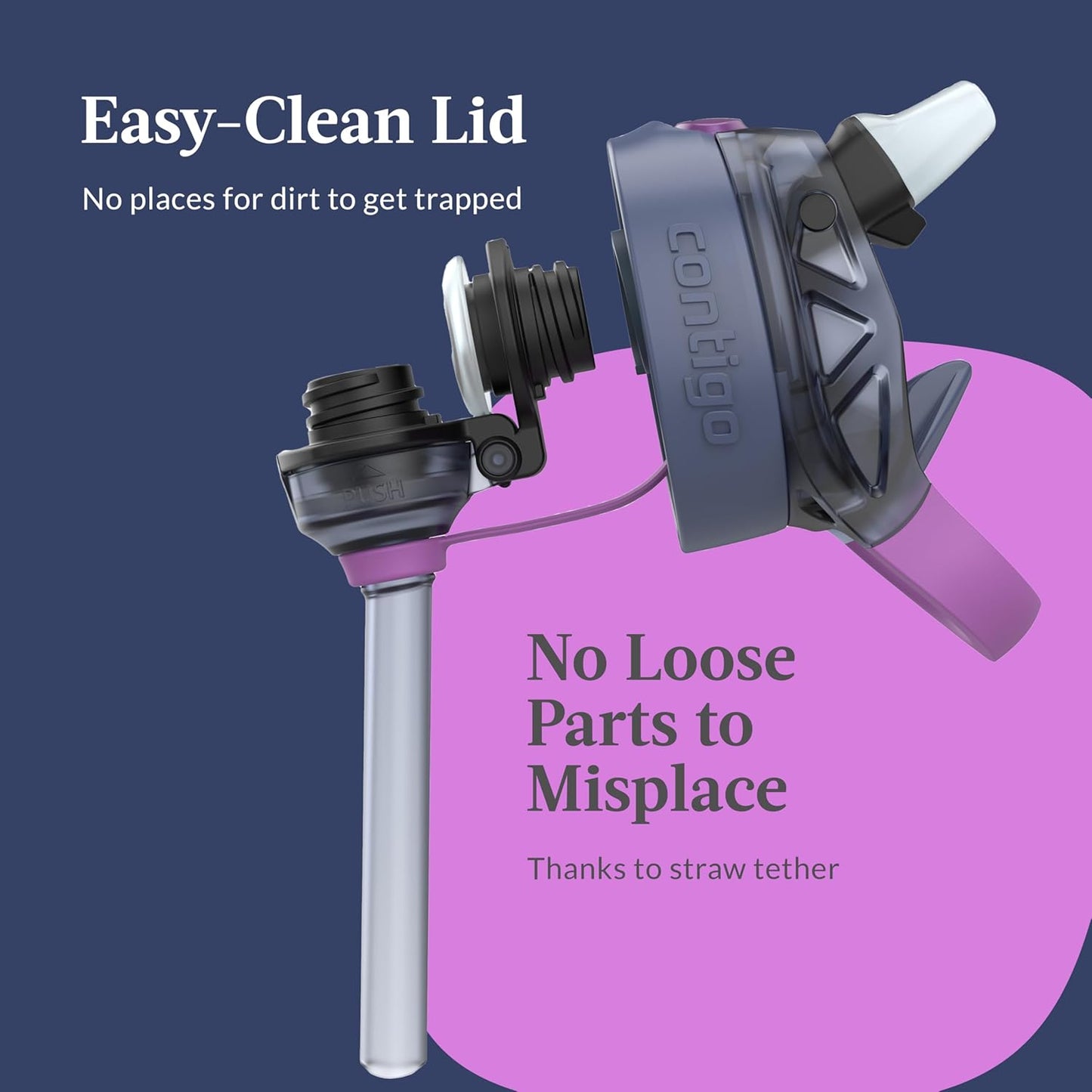 Contigo Aubrey Paw Patrol Leak-Proof Spill-Proof Water Bottle with Autospout, 14oz, Paw Patrol Space Zodiac, Purple