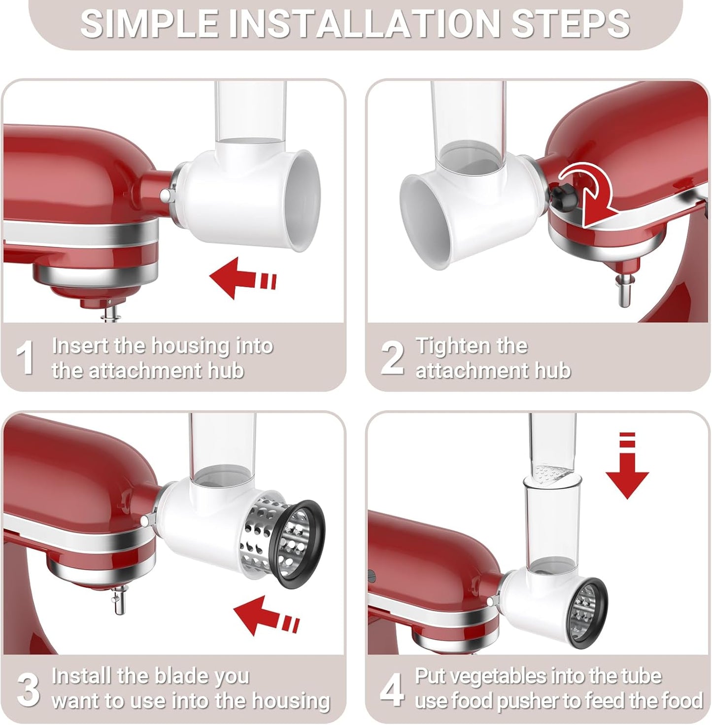 Cofun Slicer Shredder Attachment for Kitchenaid Stand Mixer, Cheese Grater Attachment, Food Slicer Salad Maker for Kitchen aid Mixer Accessories and Attachments with 3 Blades