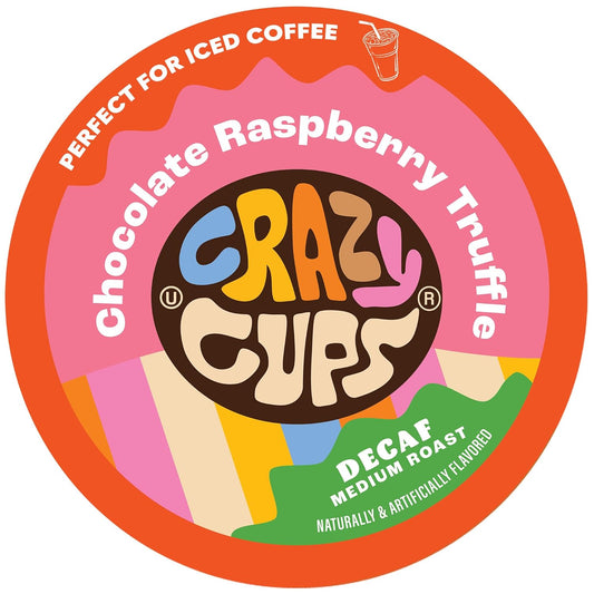 Crazy Cups Decaf Flavored Coffee Pods - Decaf Chocolate Raspberry Truffle - Decaffeinated Coffee pods for Keurig K-Cups Machines, 22 Counts