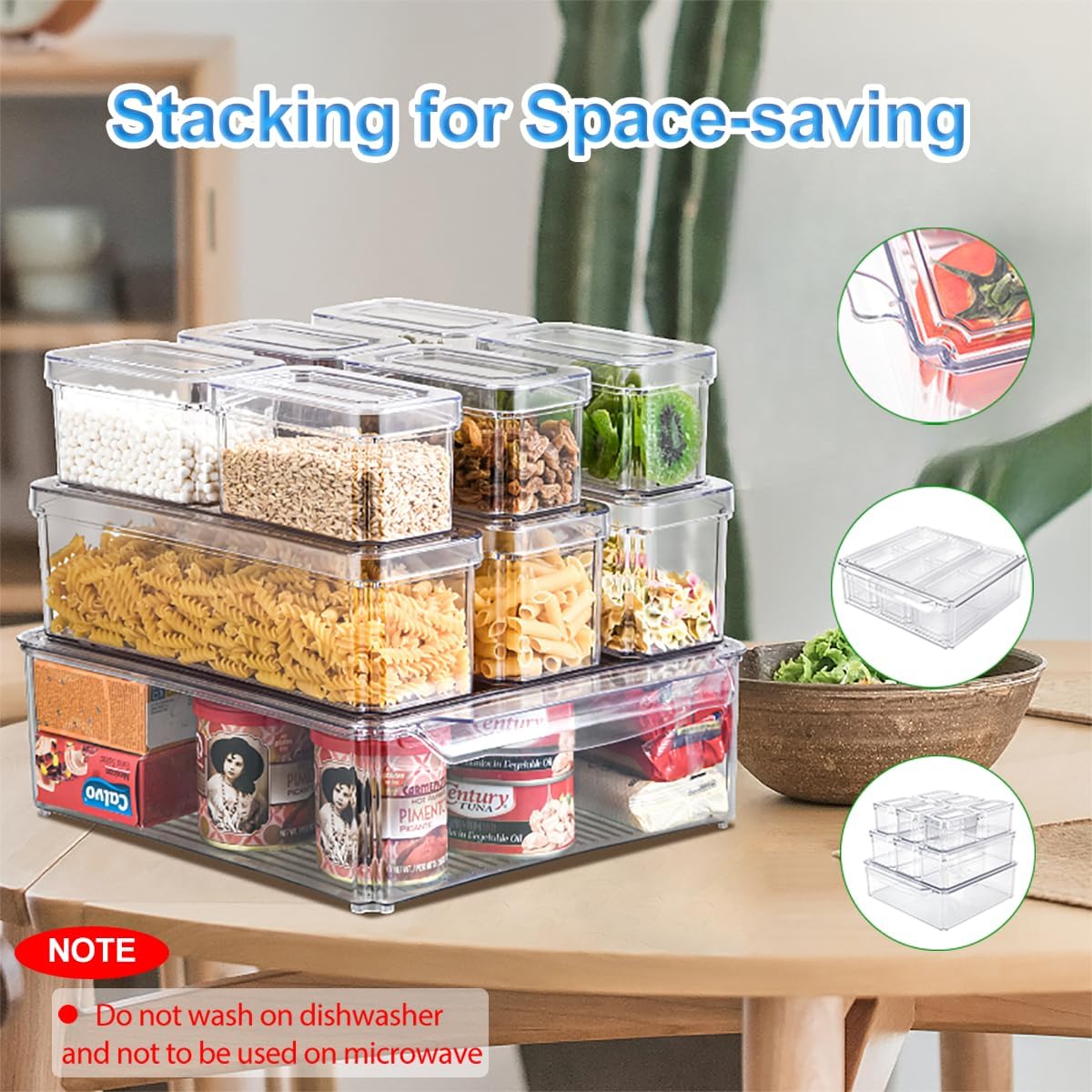 10-Pack Fridge Organizer – Stackable Refrigerator Storage Bins with Lids – BPA-Free Clear Fruit Storage Containers for Vegetables, Food & Drinks