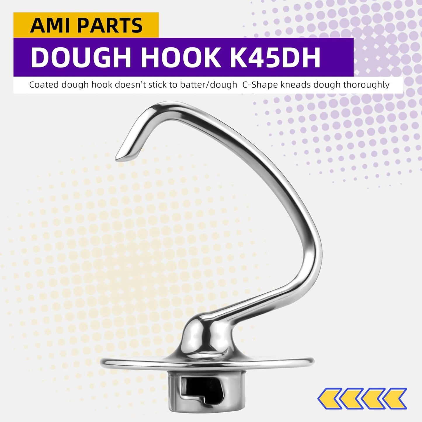 3 Pieces Stand Mixers Repair Set Stainless Steel for Kitchen Tilt-Head Stand Mixers K45DH Dough Hook K45B Coated Flat Blade Paddle K45WW Wire Whip Compatible with Kitchen-aid Accessories by AMI PARTS