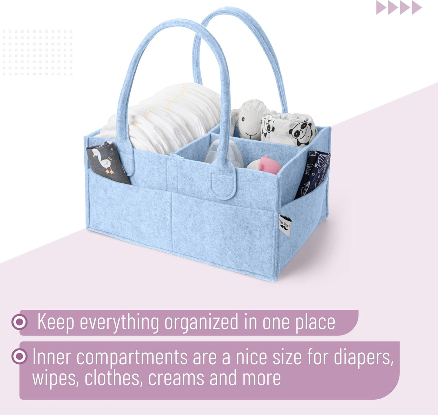Mr. Pen- Baby Diaper Caddy Organizer, Sky Bliss, Baby Caddy Organizer with Handle, Compact Size, Collapsible & Portable