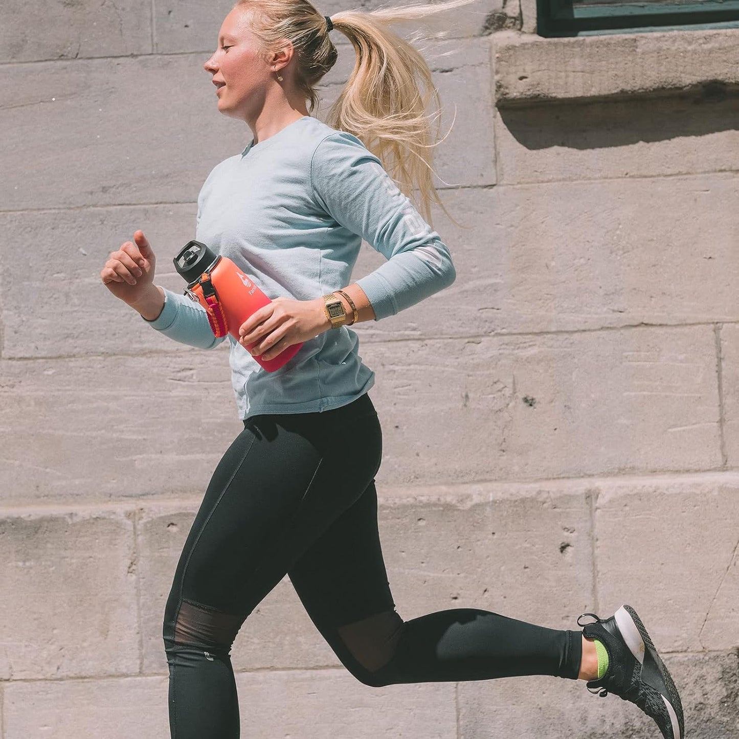 Farsea Insulated Water Bottle With Paracord Handle, Protective Boot and 2 Lids (Straw Lid & Spout Lid), Stainless Steel Water Bottle Wide Mouth, Double Wall Sweat-Proof BPA-Free, 24 oz